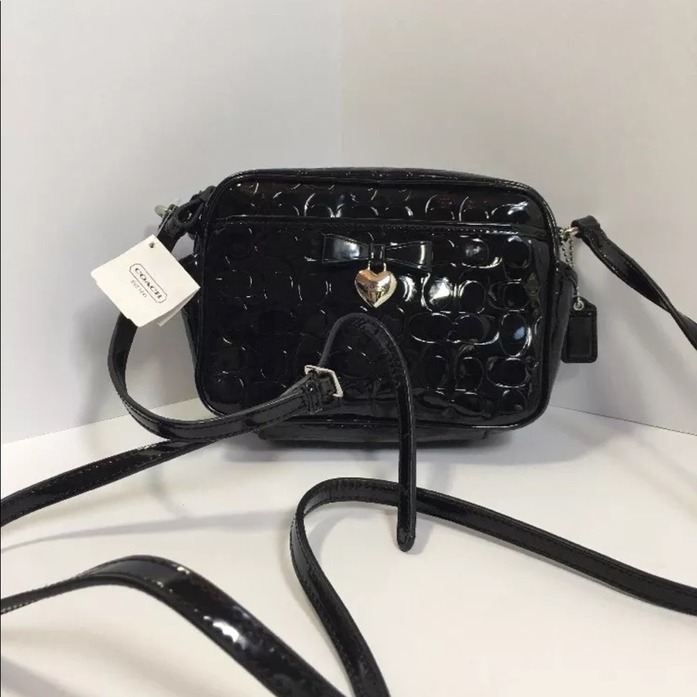 New Coach Crossbody Liquid Gloss Bag F49430 Black